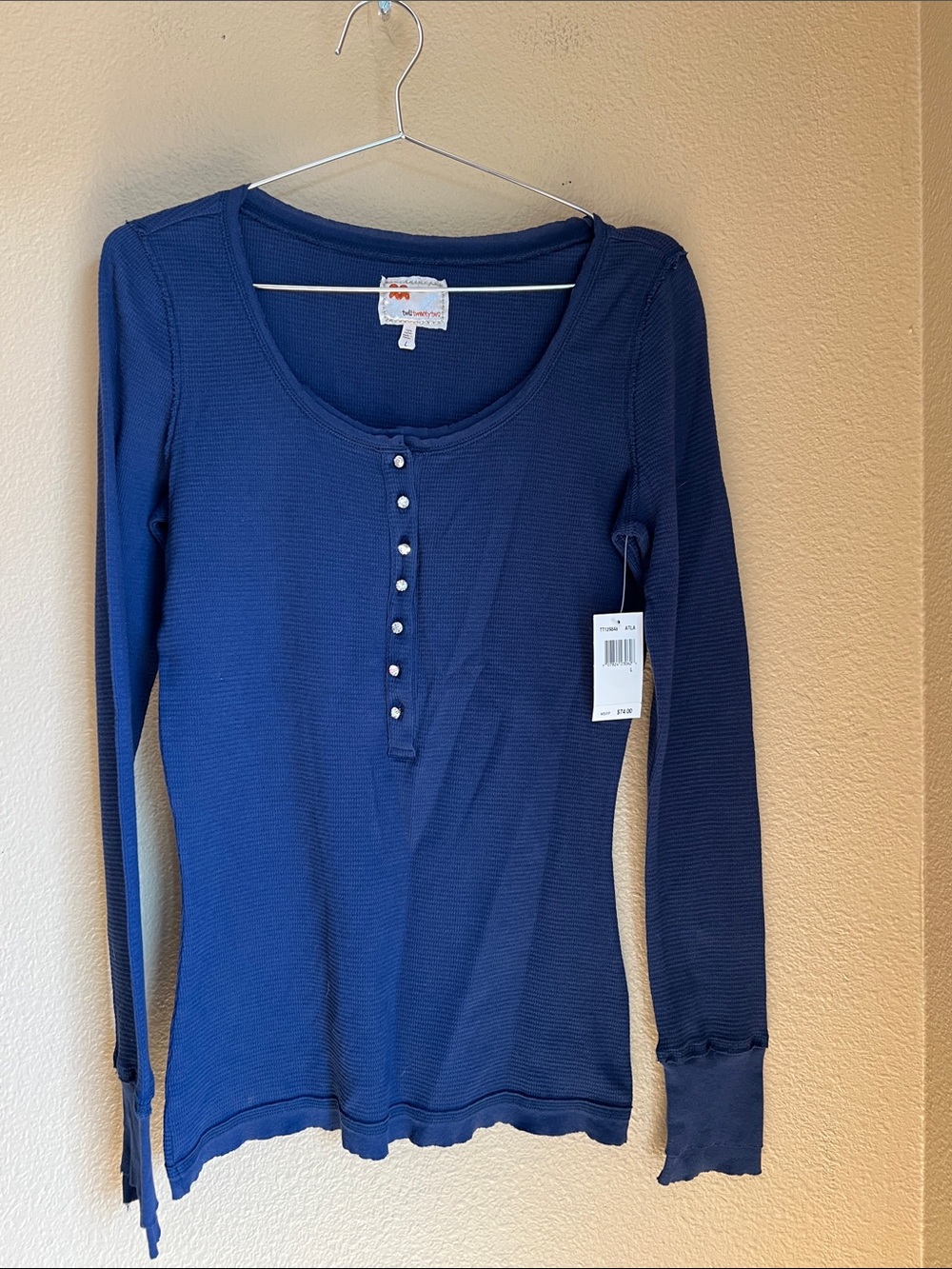 Twill Twenty Two Top Thermal Stretch Navy L NWT